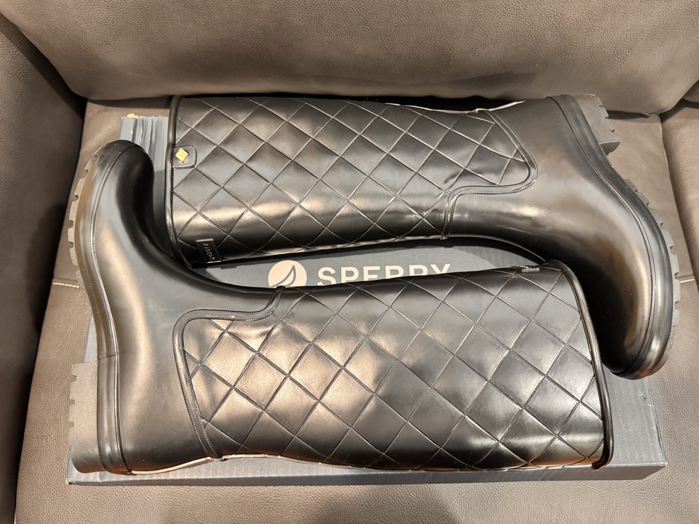 NIB Sperry Drizzle Knee High Rainboot Women's Black Size 7